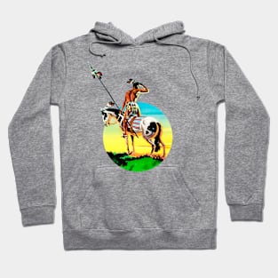 American Indian Horseback Looking At The Horizon Western Cowboy Vintage Retro Comic Hoodie